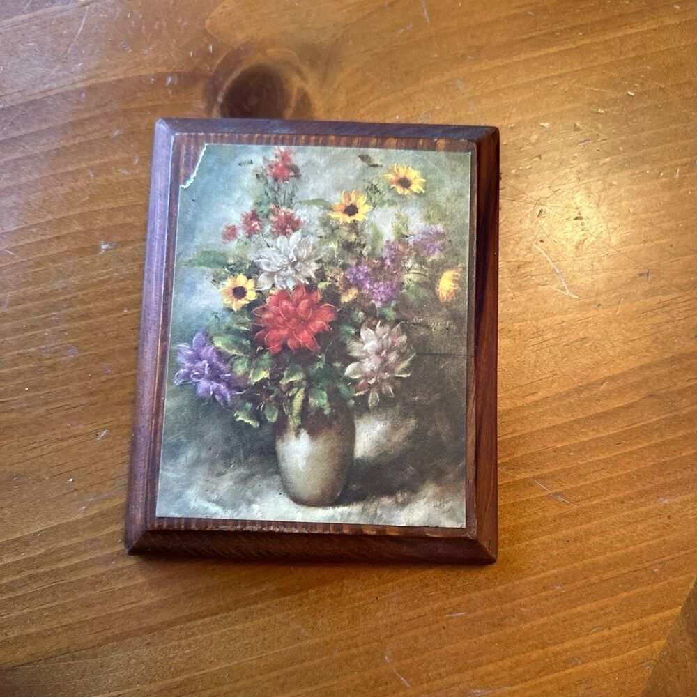 Vintage Floral Print on Wood